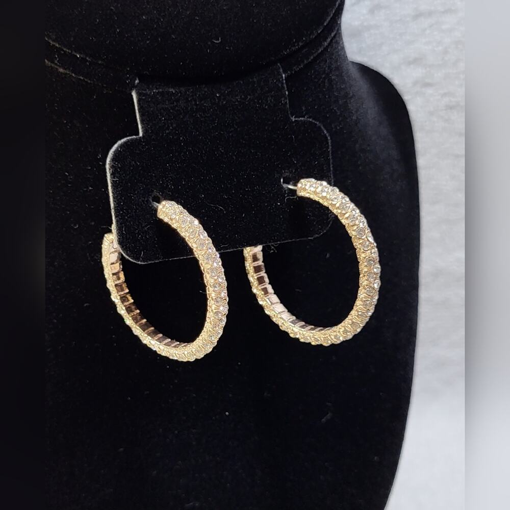 Rhinestone Rose Gold Hoops – Elegant & Glamorous Earrings - Picture 6 of 8